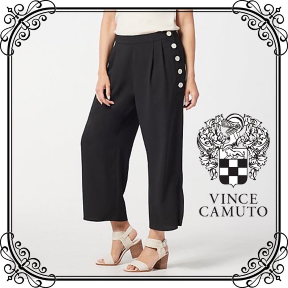 Vince Camuto Side Button Crepe Culotte Pants